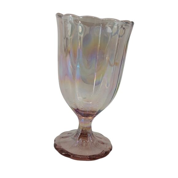 Pioneer Woman Pink Luster Goblet Glasses 10oz. Iridescent - Picture 1 of 9